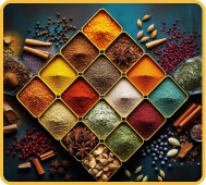 Turmeric, cinnamon, black pepper or coriander etc indian masala